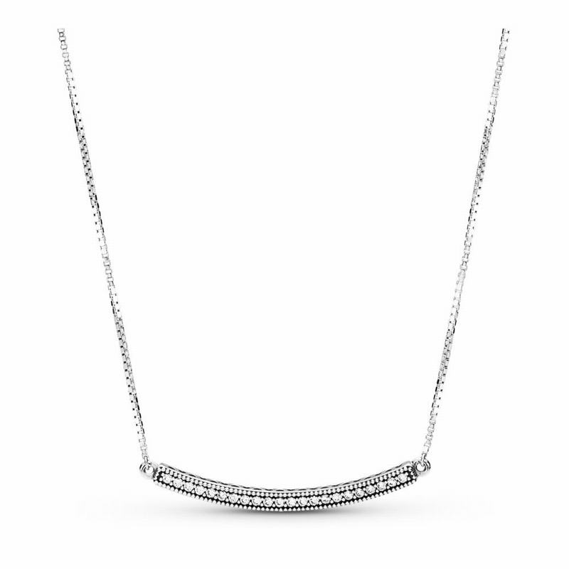 Pandora Australia Hearts Bar Necklace - Sterling Silver | ZVHELI260